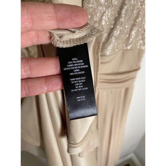 JH Evenings Cocktail Dress Nude Gold Tan Lace Bodice Sleeveless Wedding Size 10 - Picture 6 of 8